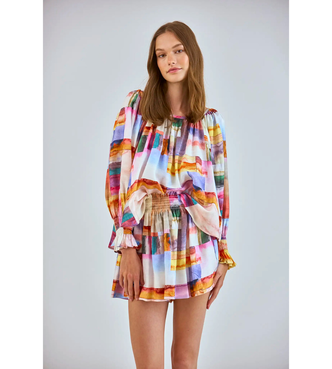 hunter bell printed Jemma short bottoms watercolor elastic waist lightweight