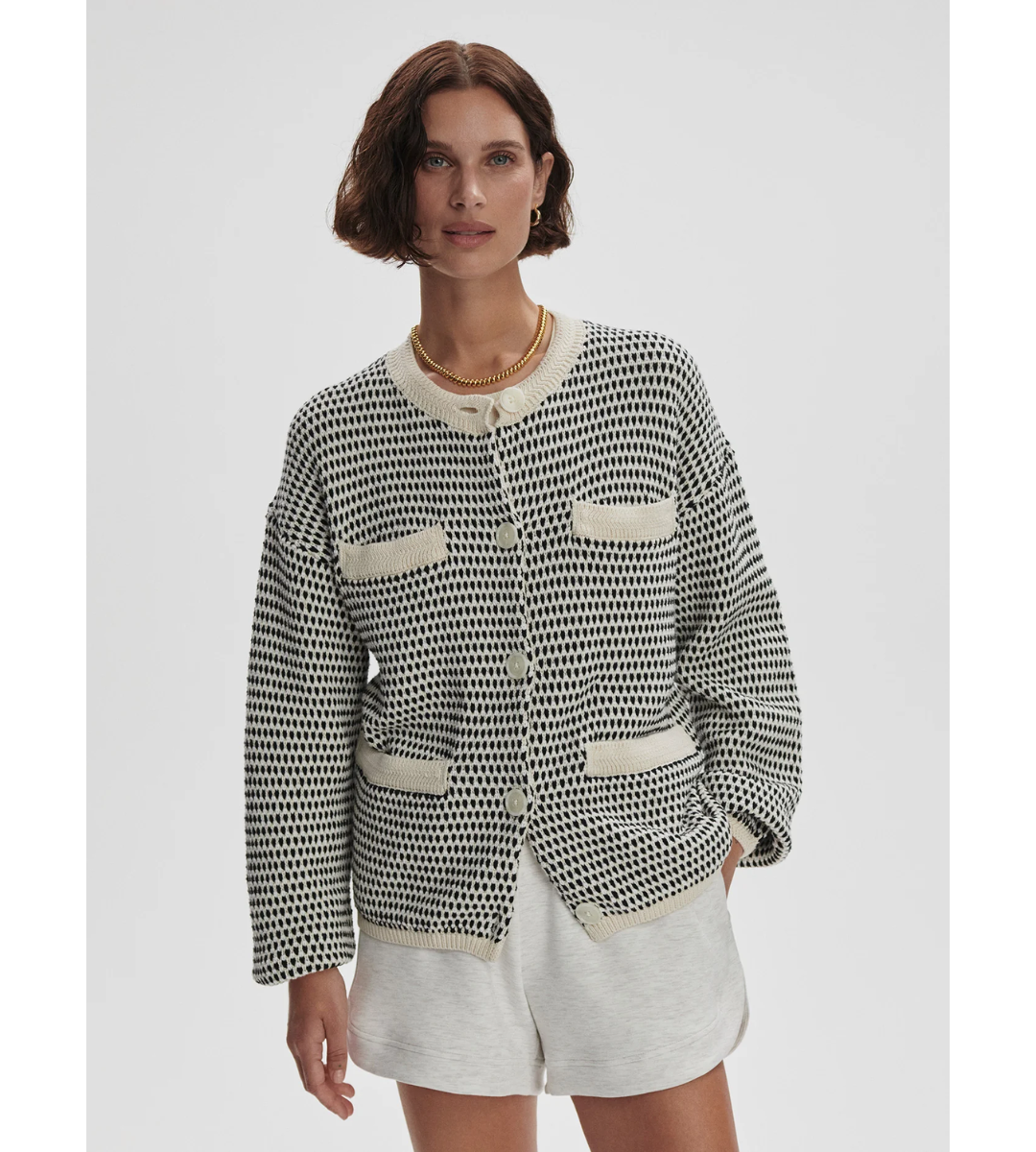 varley tidewell textured knit jacket birch