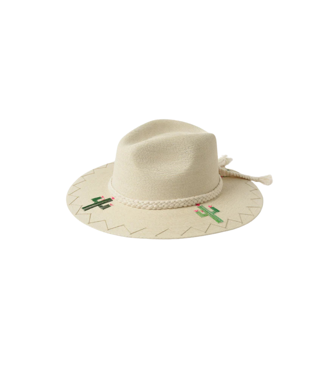 embroidered straw hat with cactus by corazon playero