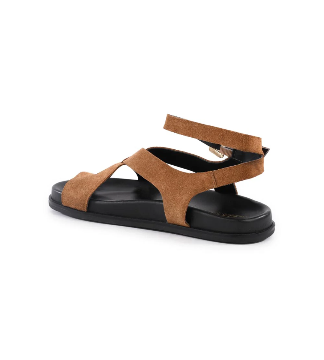 seychelles fritz sandal shoes tan suede black