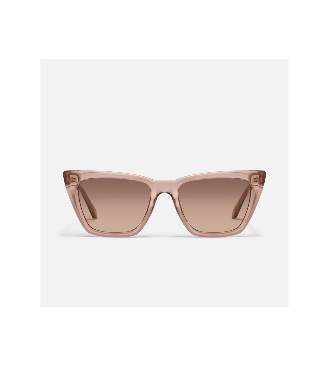 Cat-eye sunglasses with a gradient brown lens. quay call the shots doe dark fawn