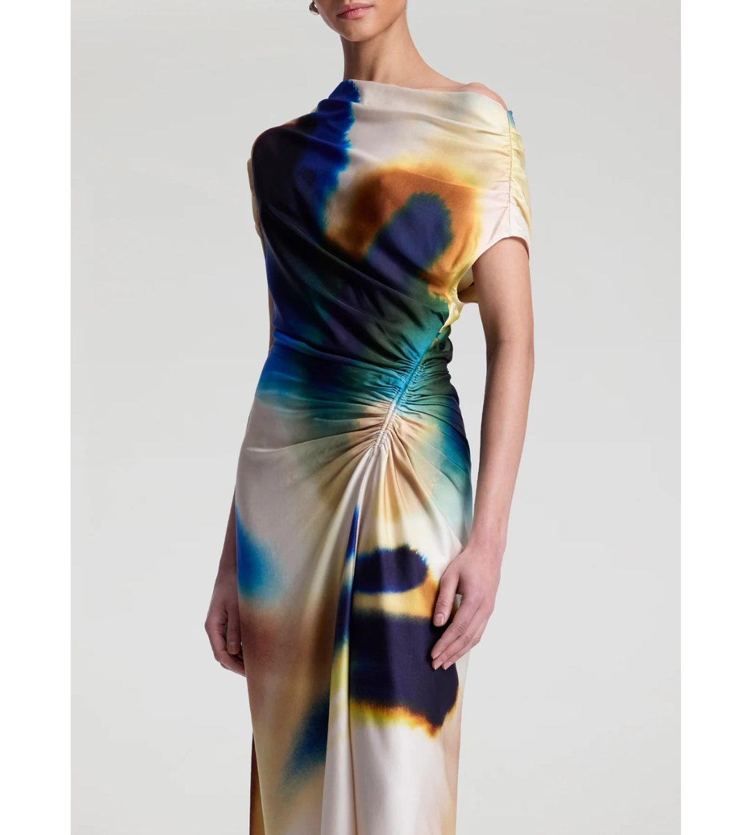 Multicolored off the shoulder midi dress, A.L.C. Penny Dress Lapis Multi