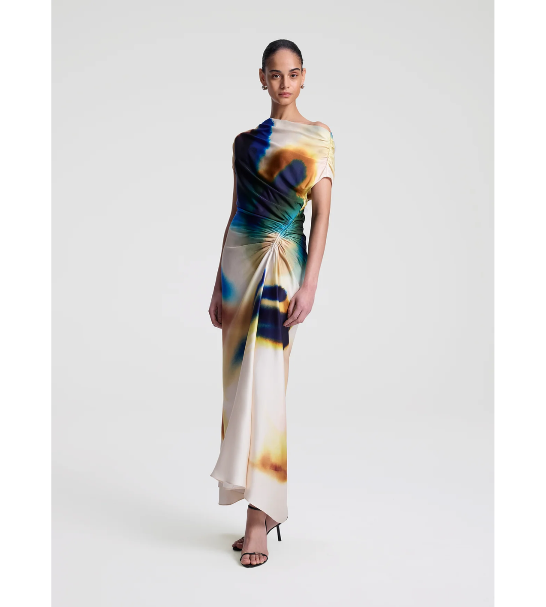 Multicolored off the shoulder midi dress, A.L.C. Penny Dress Lapis Multi