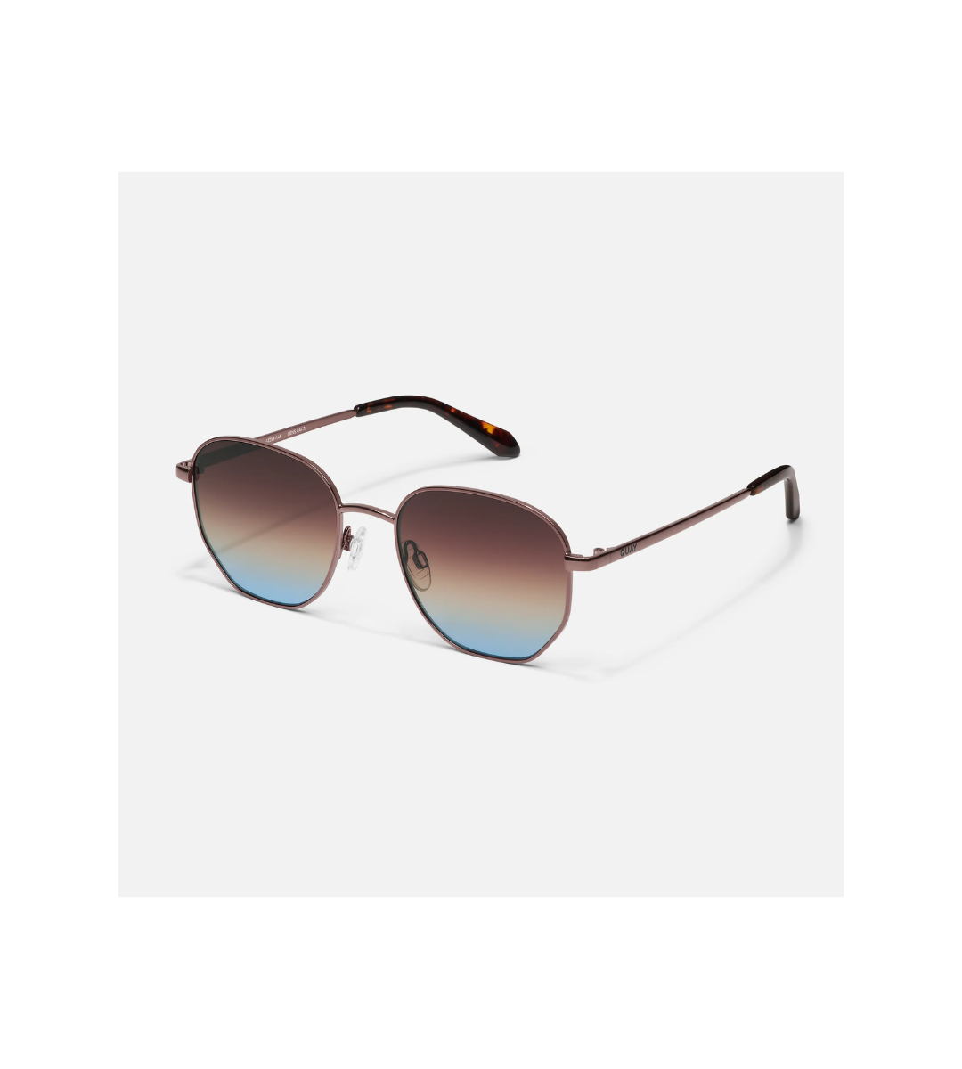 quay big time chocolate brown blue. round gradient sunglasses