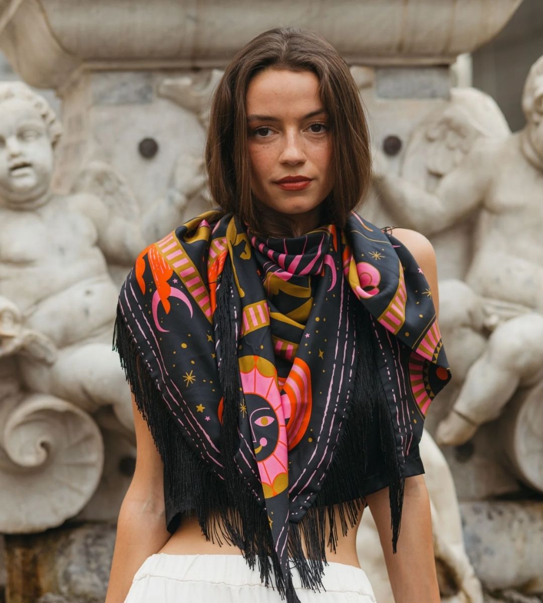 Zodiac Silk Fringe Bandana - Em's BoutiqueFreya