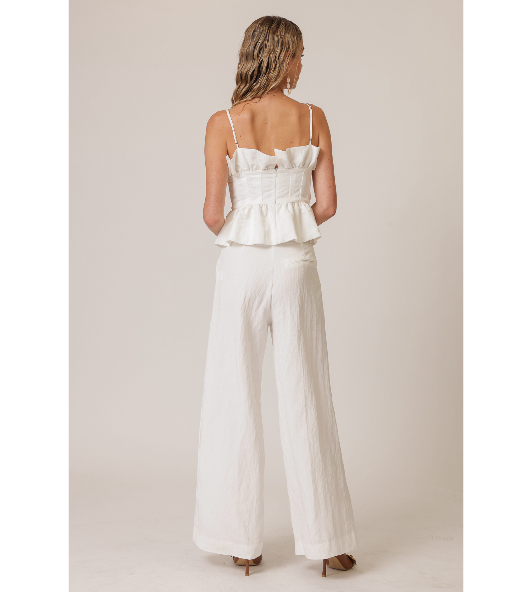 white line and dot Theo pants wide leg summer pant 