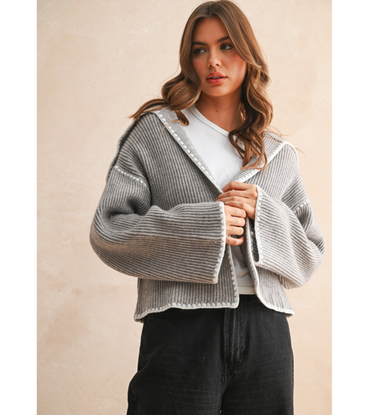 Emma knit flare cardigan set グレー ANDMARY】Emma knit flare cardigan set