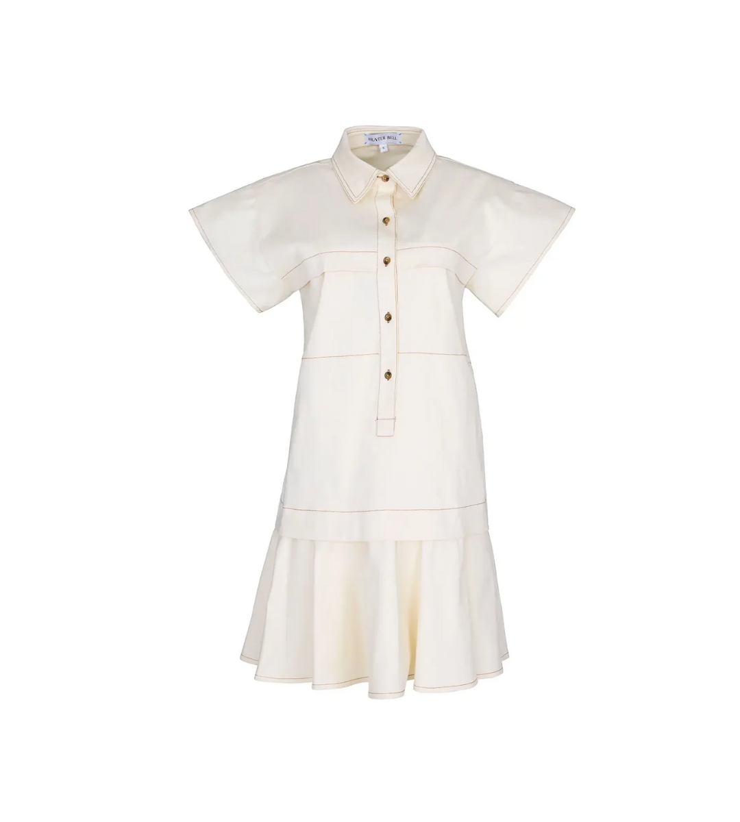 hunter bell cream ivory addison dress mini contrast trim