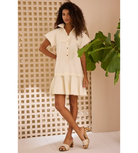 hunter bell cream ivory addison dress mini contrast trim