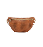 tan rattan leather woven cross body bag fanny pack clare v