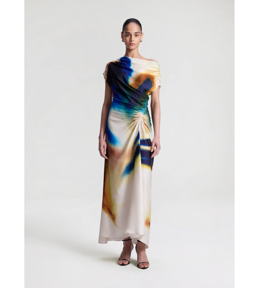 Multicolored off the shoulder midi dress, A.L.C. Penny Dress Lapis Multi