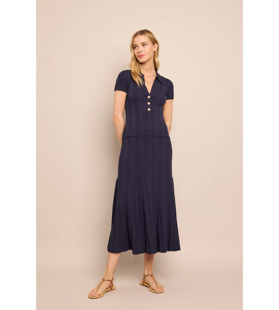 cara cara midi skirt navy knit matching set