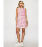 a-line tie back open back sleeveless mini dress white pink embroidered crochet