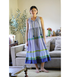 midi dress sleeveless blue green flowy