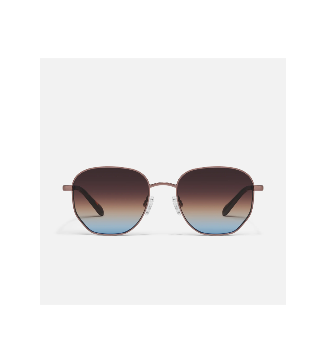 quay big time chocolate brown blue. round gradient sunglasses