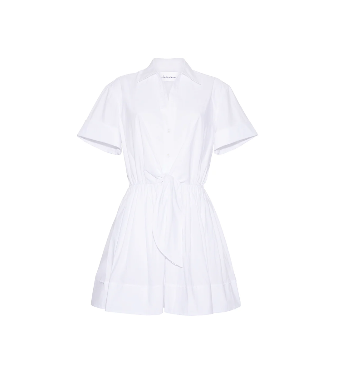 white collared cotton mini dress short sleeved cara cara