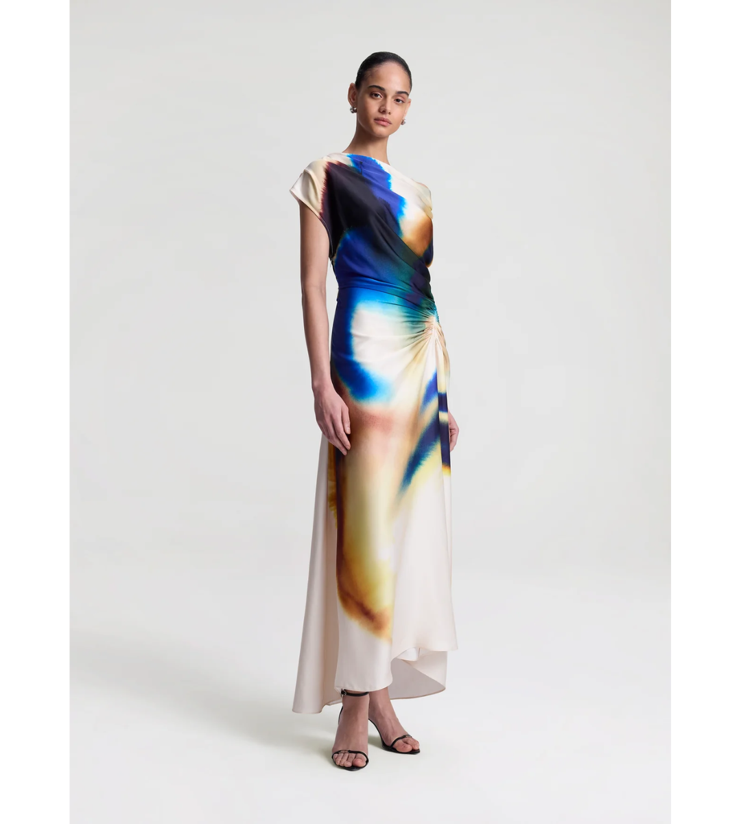 Multicolored off the shoulder midi dress, A.L.C. Penny Dress Lapis Multi