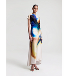 Multicolored off the shoulder midi dress, A.L.C. Penny Dress Lapis Multi