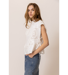 tunic top white eyelet short sleeve tie sides top