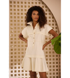 hunter bell cream ivory addison dress mini contrast trim