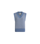 varley blue white antonella knit sweater vest v-neck