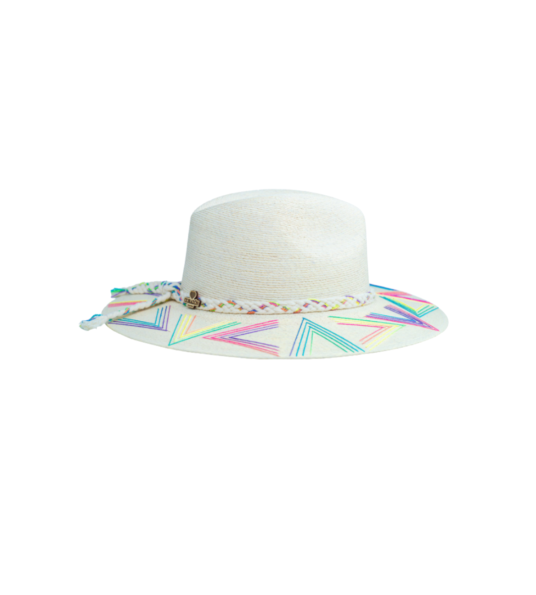 embroidered straw hat corazon playero beach hat