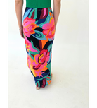 abstract print midi skirt tie waist drawstring skirt