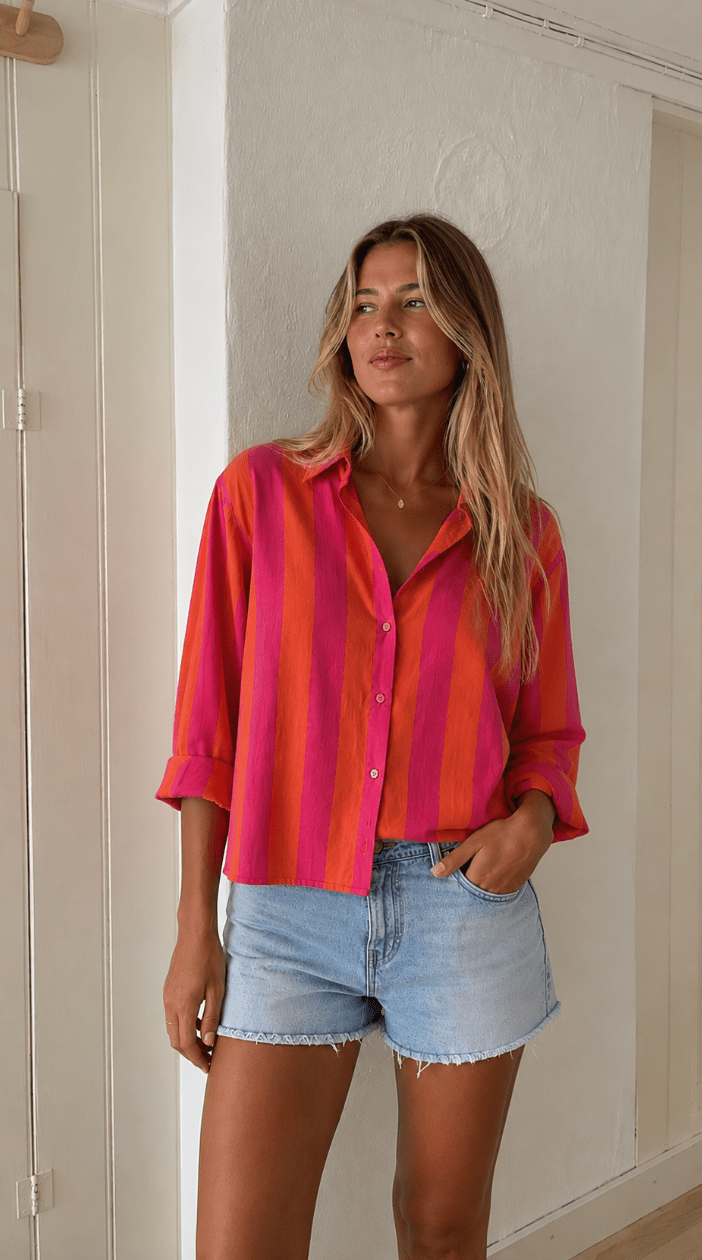 Surf Stripe Button Down - Em's BoutiqueCabana Club California