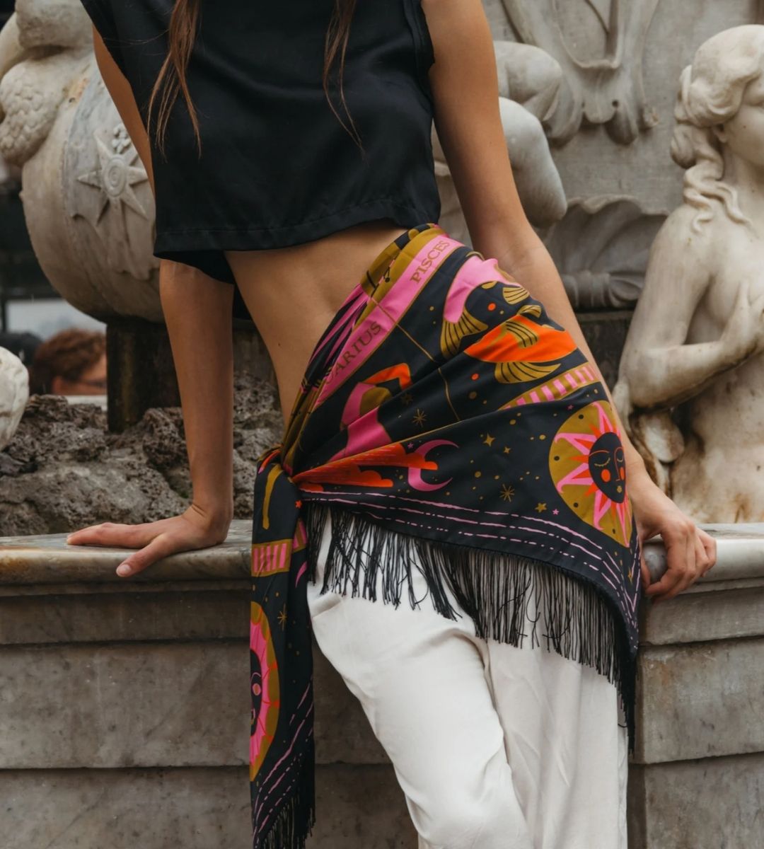 Zodiac Silk Fringe Bandana - Em's BoutiqueFreya